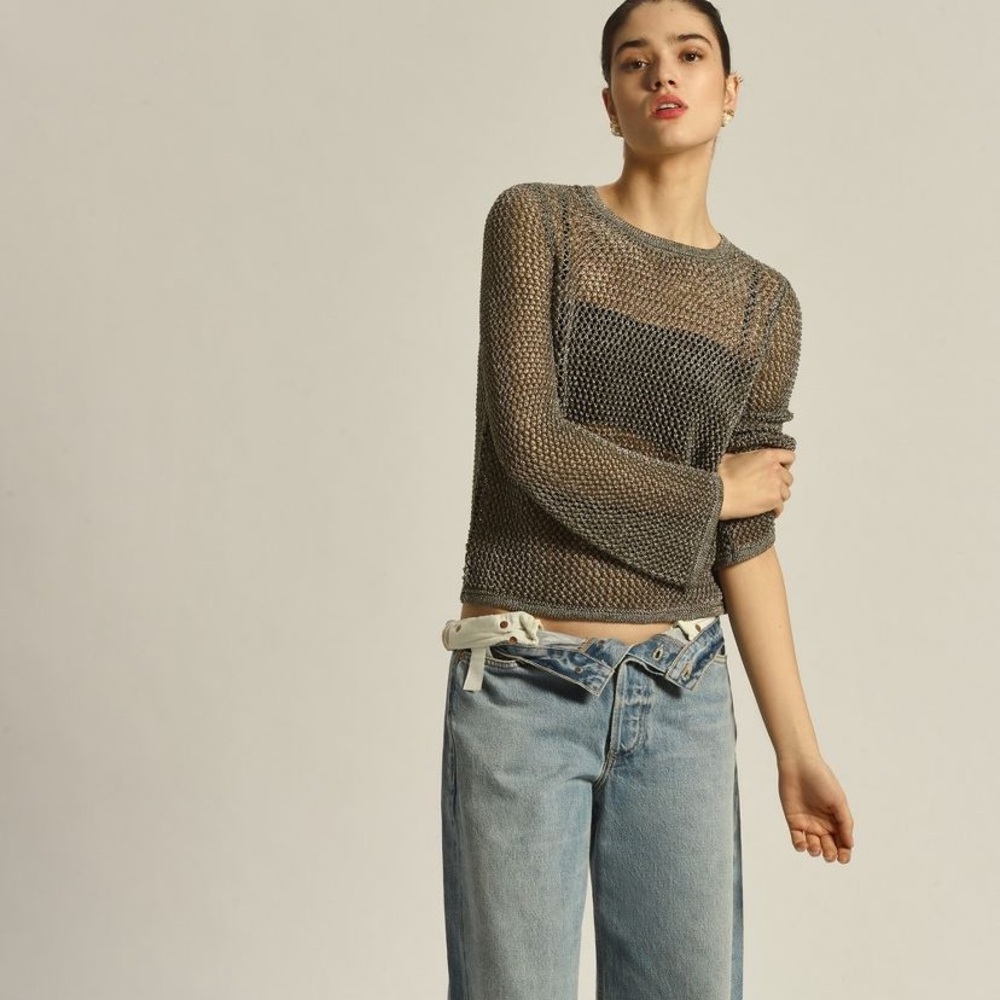 Anthropologie metallic open knit sweater- Never Worn NWOT- swim cover or layer